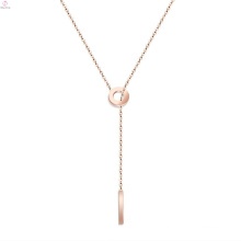 Adjustable Delicate Stainless Steel Vertical Bar Gold Plated Lariat Necklace